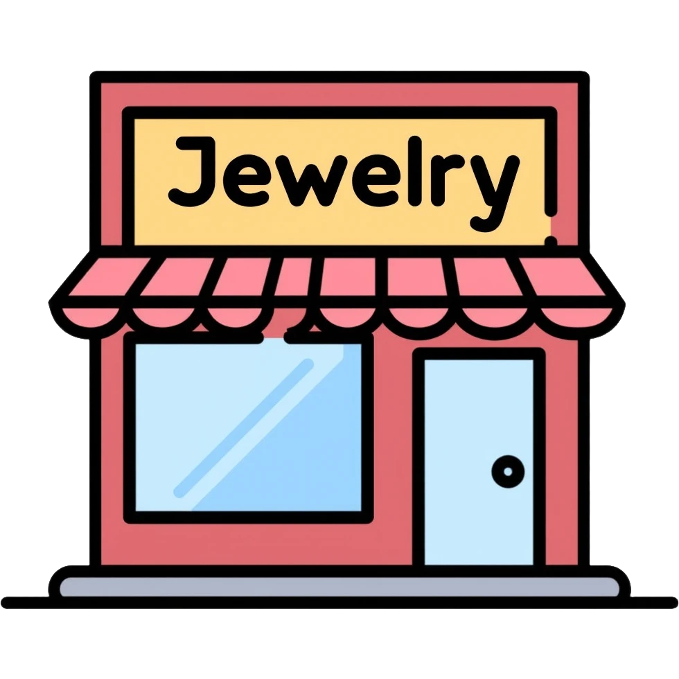 Jewelry shop building with sign emoji