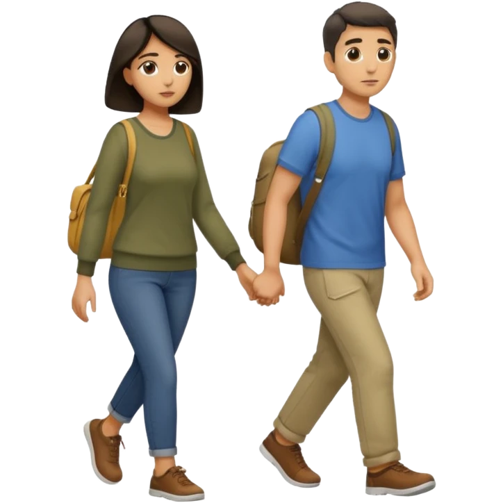 
Iranians fleeing war, full length, in profile, man and woman emoji