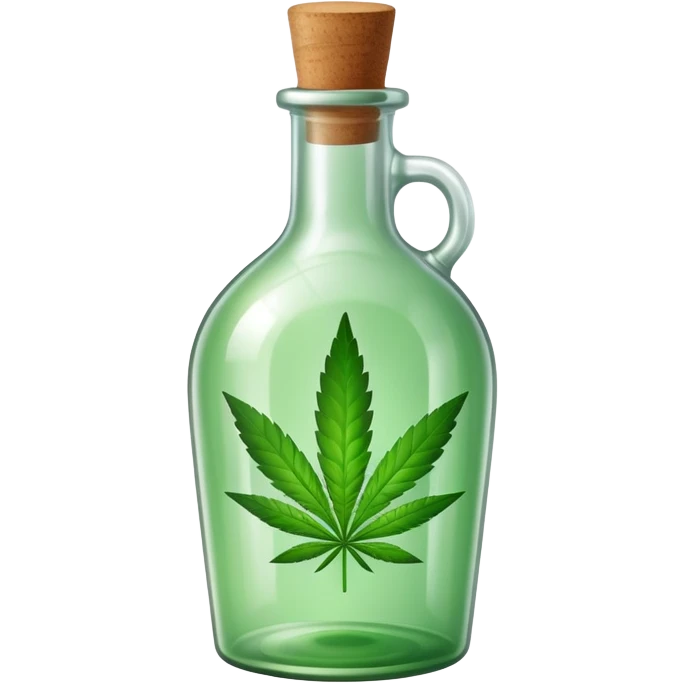 curved glass bottle with a cannabis leaf on it emoji