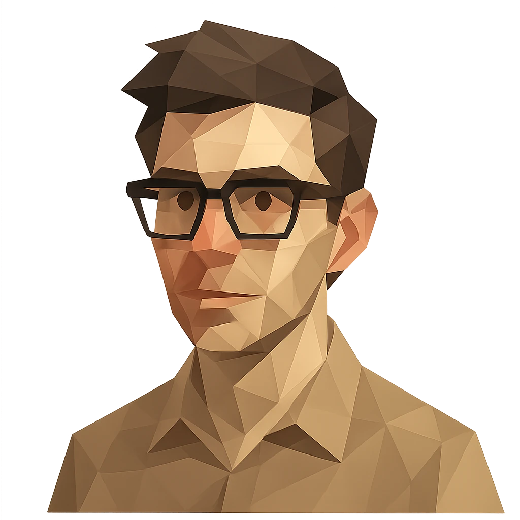 nerdy guy with glasses, low-poly polygonal style emoji