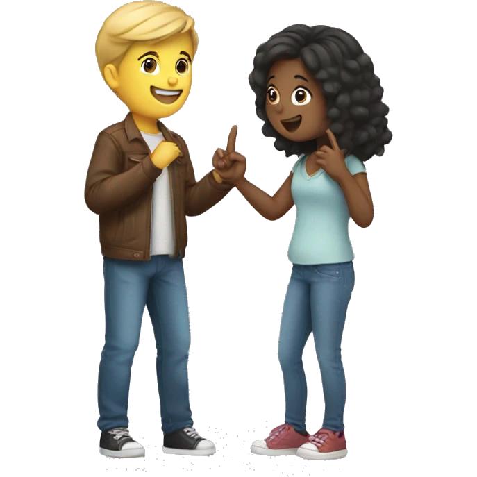 a girl proposing a boy with a finger ring emoji