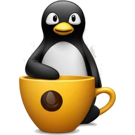 linux  tux with a java cup emoji