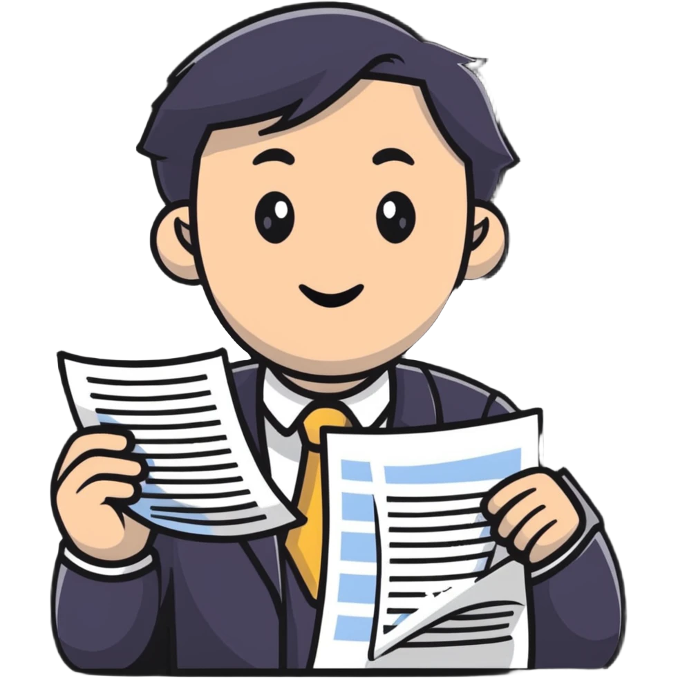 Tax inspector holding papers and asking questions with raised eyebrow emoji