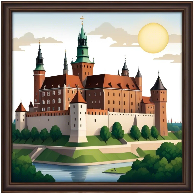 Cinematic Realistic Wawel Castle Landmark Emoji, depicted with the historic royal castle rendered with intricate detail and dramatic, majestic lighting. emoji