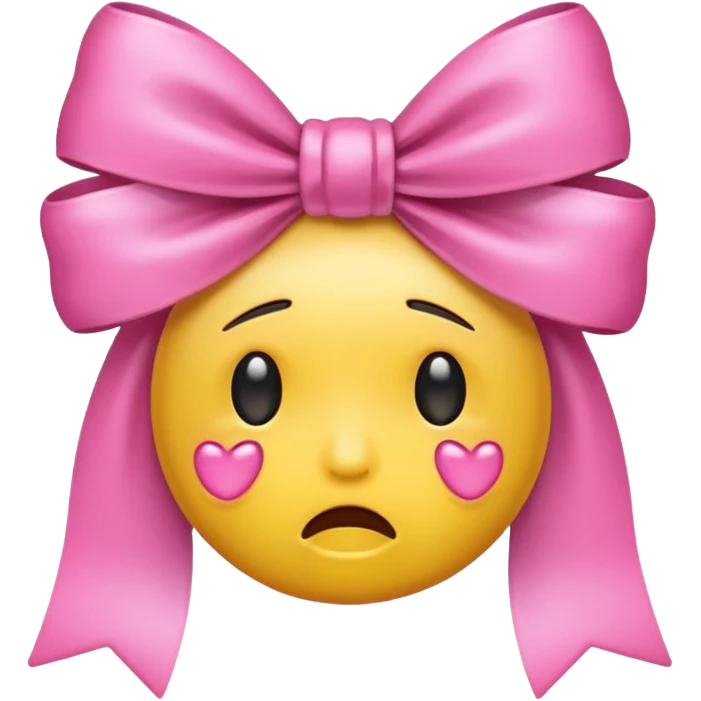 crying emoji with a pink bow on top emoji
