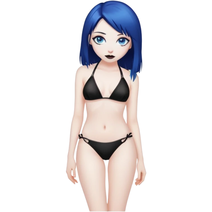 Goth girl with blue eyes in naughty bikini  emoji