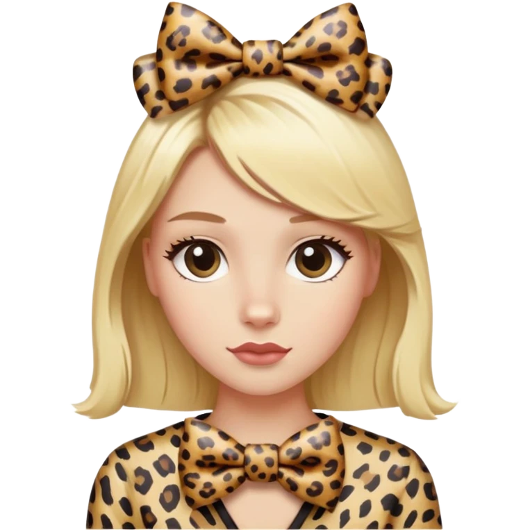 blonde hair with leopard print bow emoji