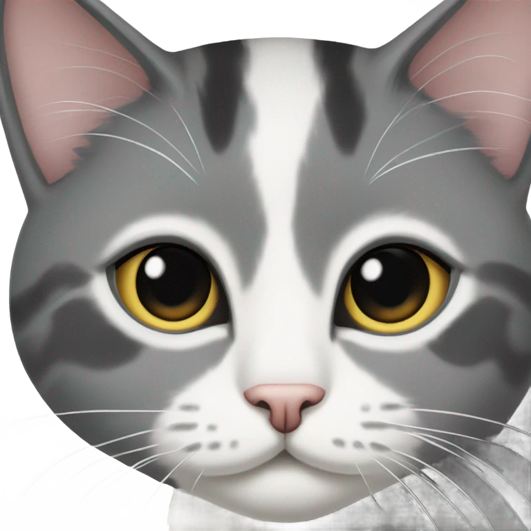 Grey and white tuxedo cat emoji