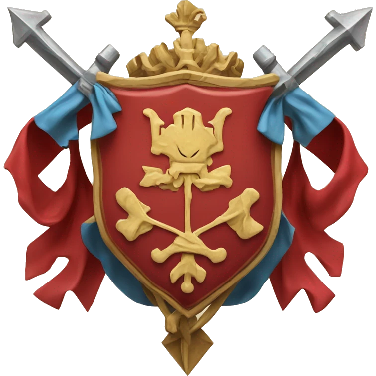 ancient red arisocratic baroque coat of arms with 3 crossed arrows in center emoji