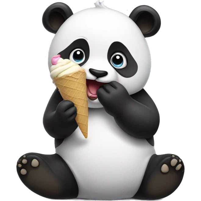 Panda eating ice cream emoji