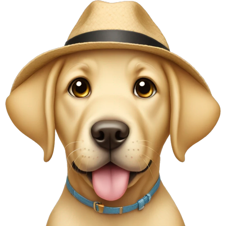 Labrador puppy wearing a hat emoji