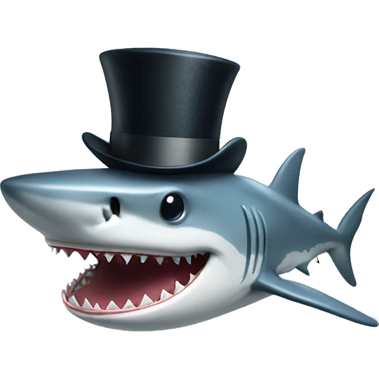 Shark with a top hat emoji