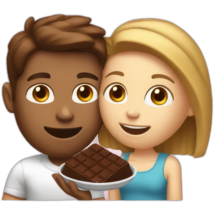 white couple eating chocolat emoji