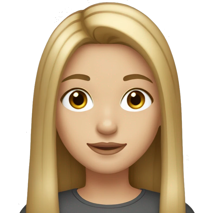 girl with long, dark blonde straight hair with light blonde highlights and brown eyes and long eyelashes emoji