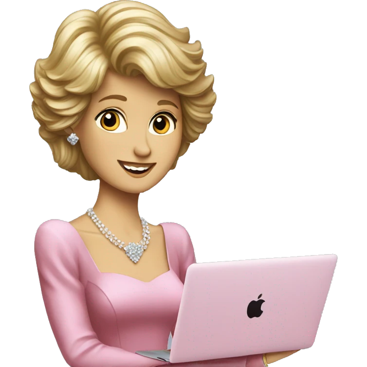 Princess Diana with a macbook emoji