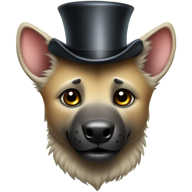 Cute hyena with a top hat emoji