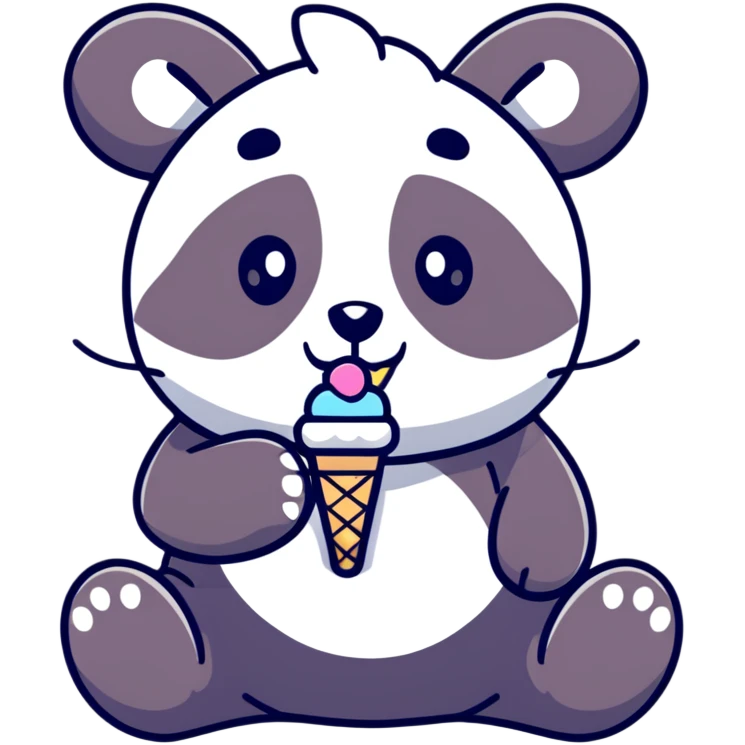 Panda eating ice cream emoji