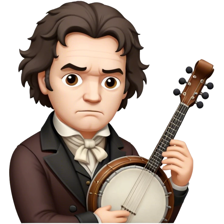 Beethoven looking stern holding banjo emoji