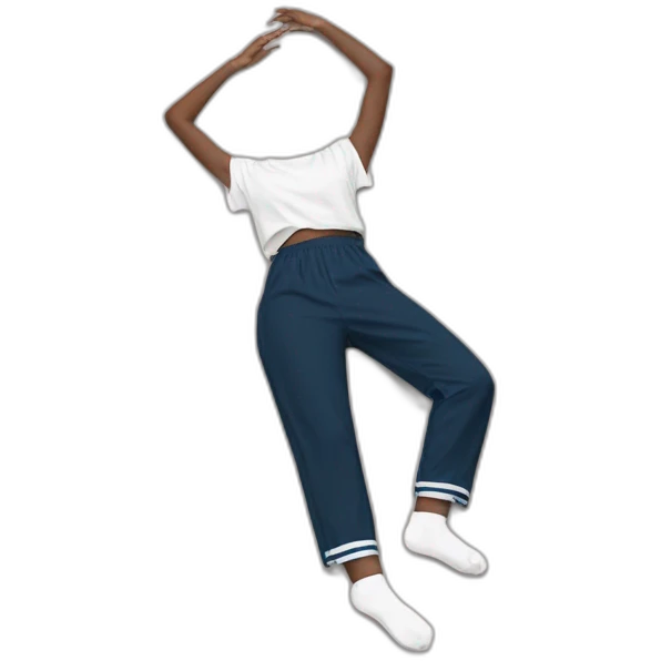 laying palms flat on the floor-skirt-back-view-long-white-socks emoji