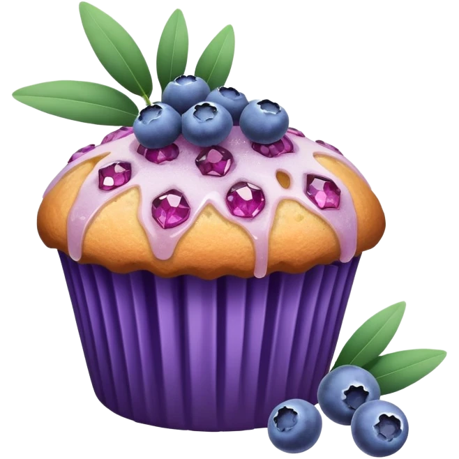 Lavender sprig flower muffin with blueberry and sugar crystals emoji