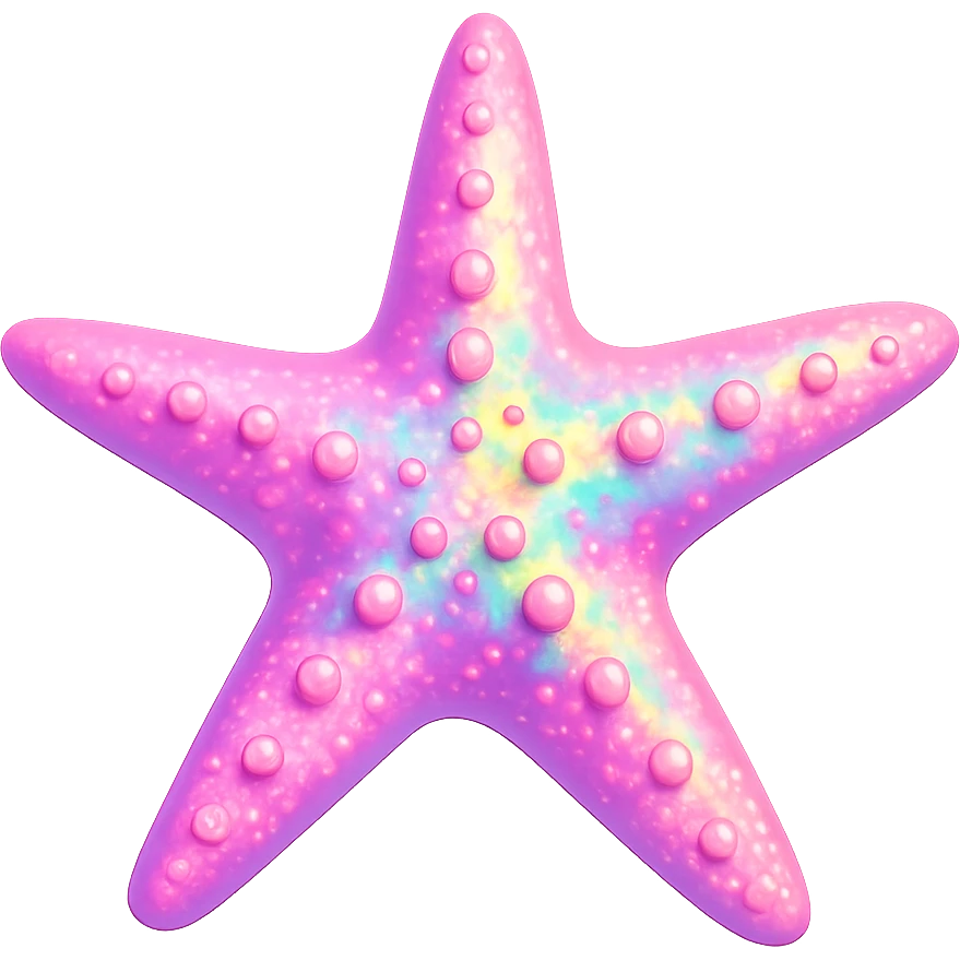 pink starfish with iridescent effect, digital illustration, no background emoji