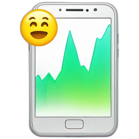 a smartphone showing a graph going up emoji