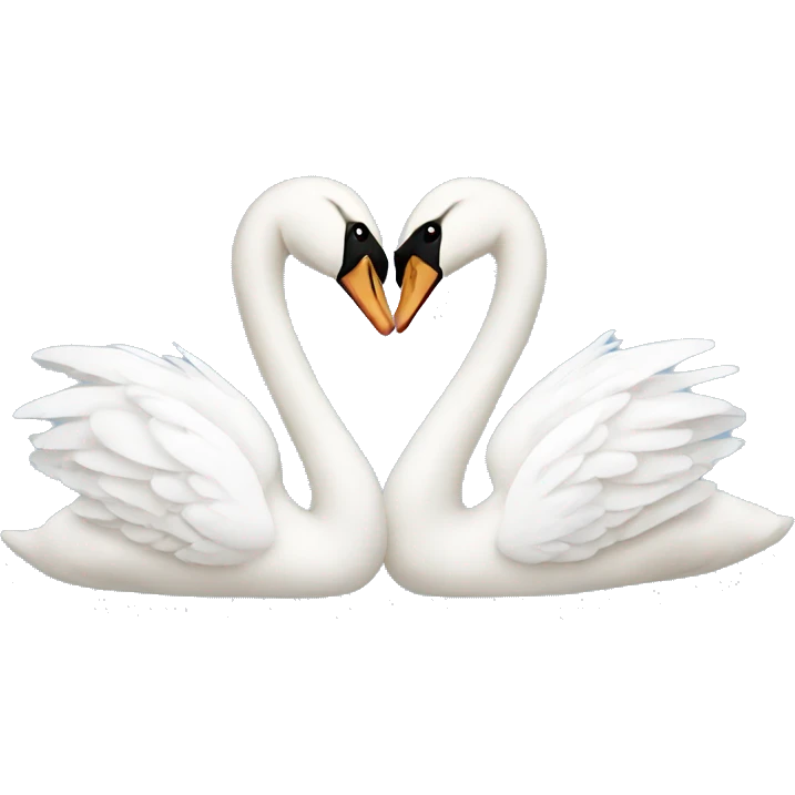 Two swans kissing bending their necks making a heart emoji emoji