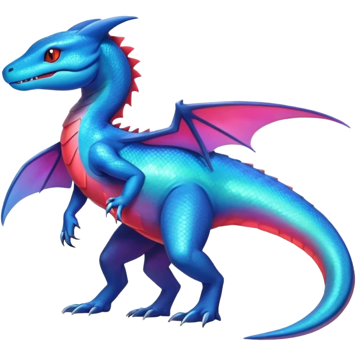 Colorful Iridescent Exotic Salandit-Aurorus-Salamence-Fakémon-hybrid-creature (full body)  emoji