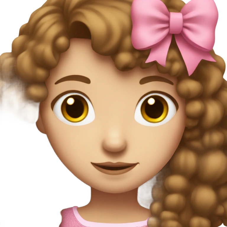 Girl with brown hair, big nose and pink bow  emoji
