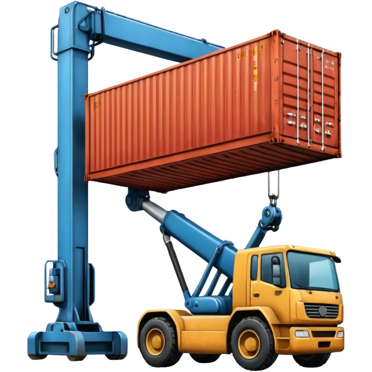 Container being lifted by a large machine. emoji