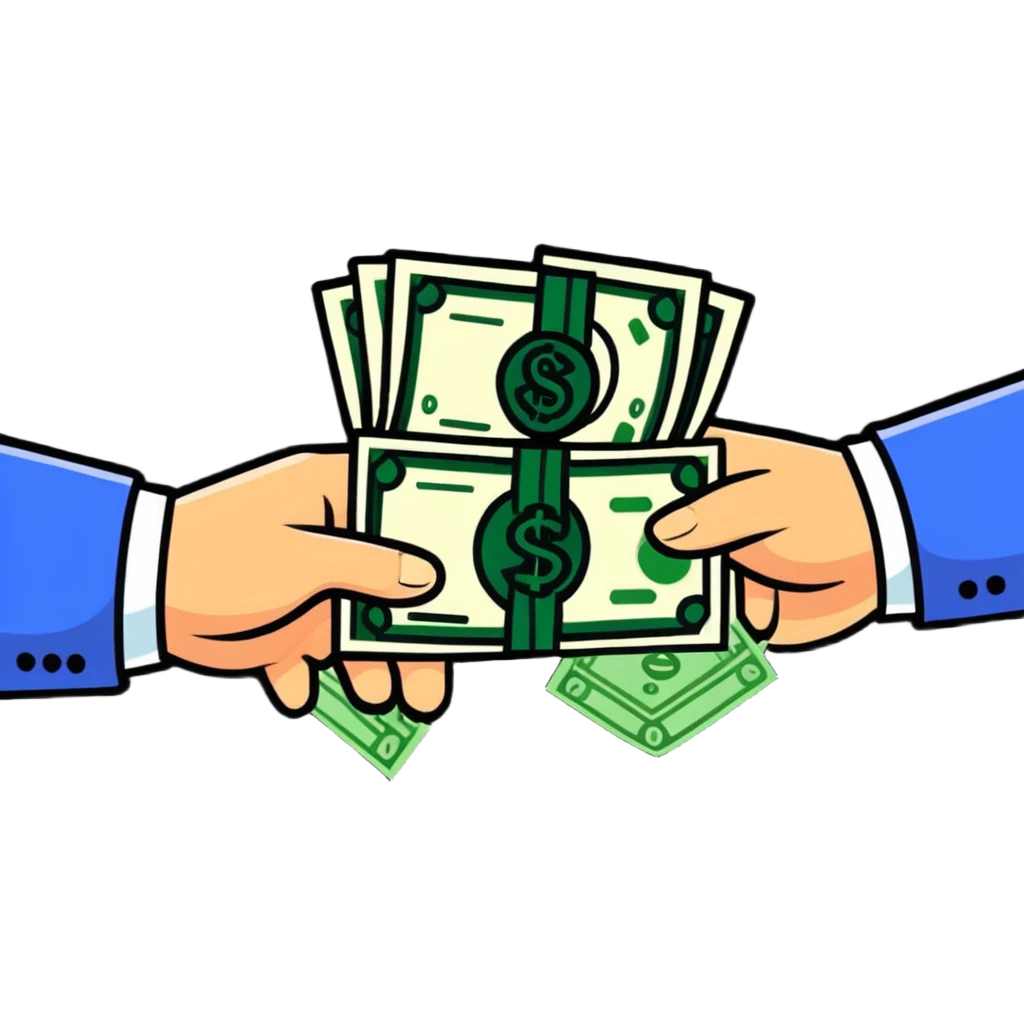 money being handed from one person to another emoji
