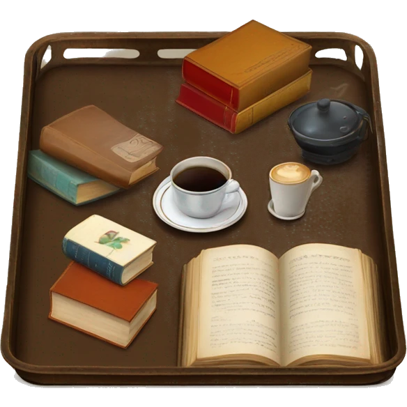 vintage tray with books and coffee  emoji