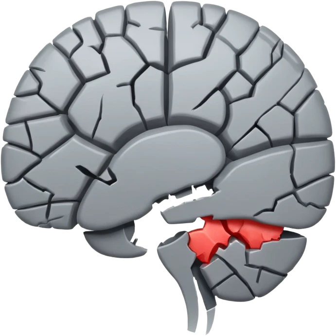 mixed up the heart broken emoji and brain emoji, create a broken brain (keeps the brain emoji color) emoji