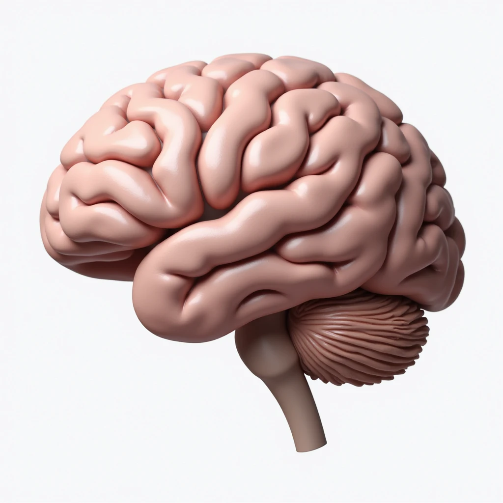 realistic human brain, detailed, soft pink and gray, isolated on white background emoji
