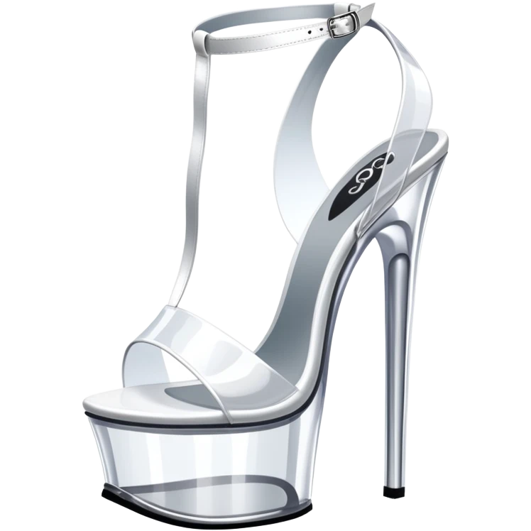 clear platform heel, pole dancing heel, pleaser, white, all translucent  emoji