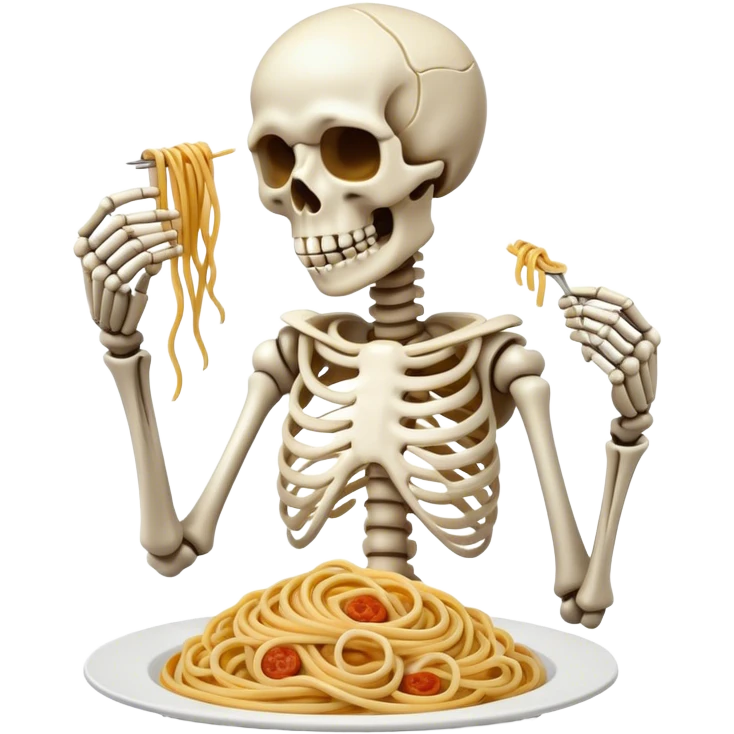 Skeleton wirh Spaghetti emoji