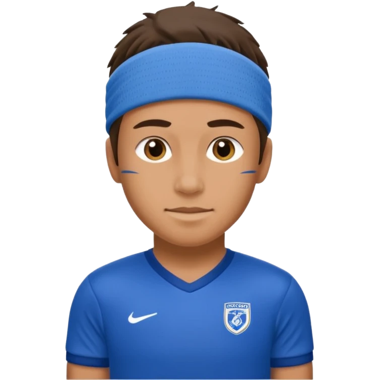 soccer winger with sweatband, blue color. emoji