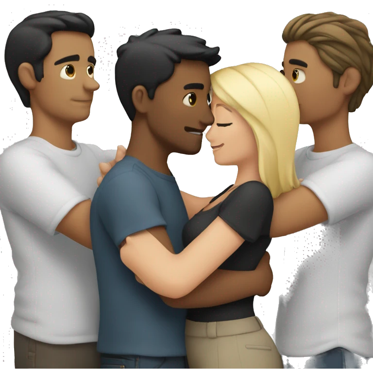 Couple hug  one white male with black hair and a female with blond hair emoji