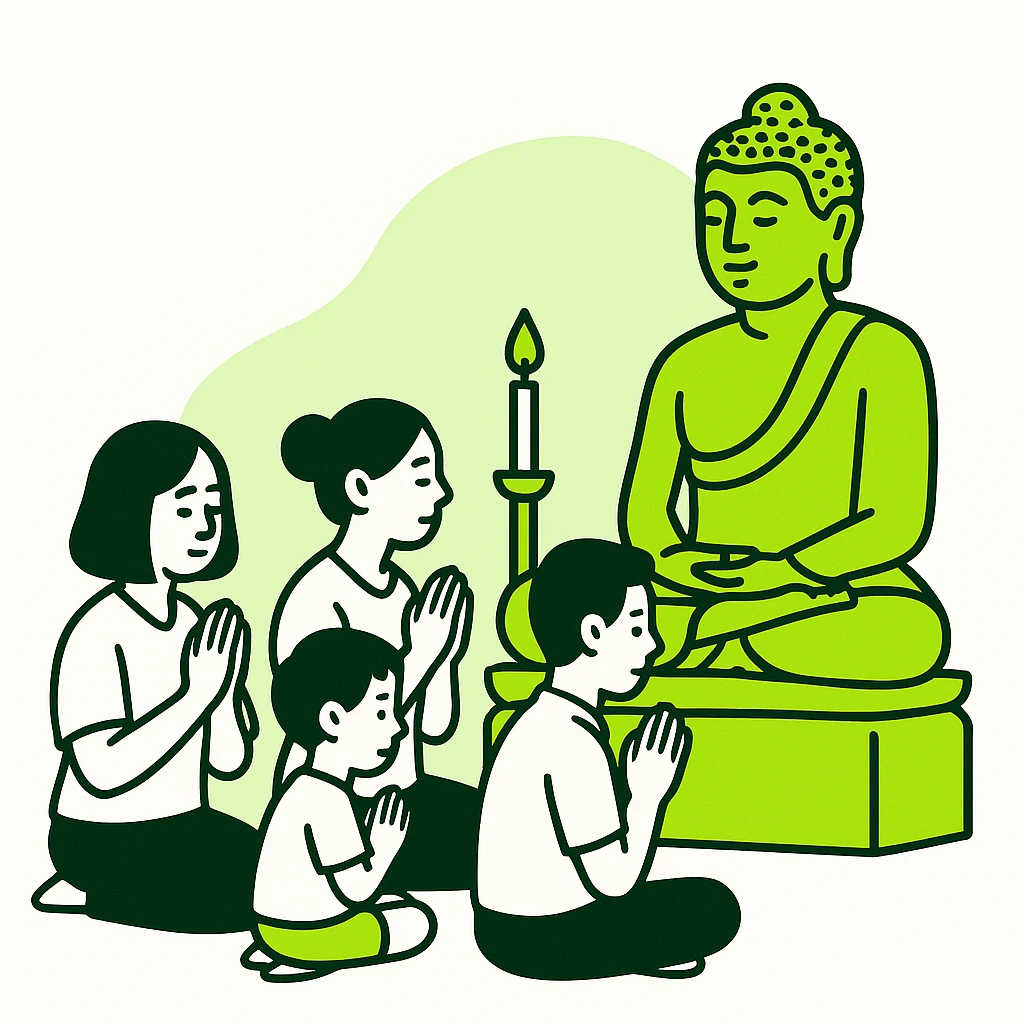 people praying in a Buddhist temple emoji
