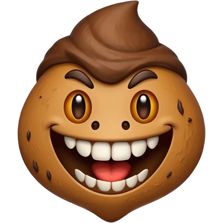 killer poop emoji with sharp teeth emoji
