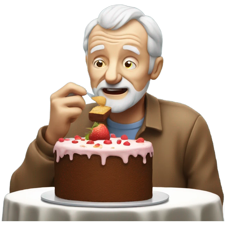 Old man eating cake  emoji