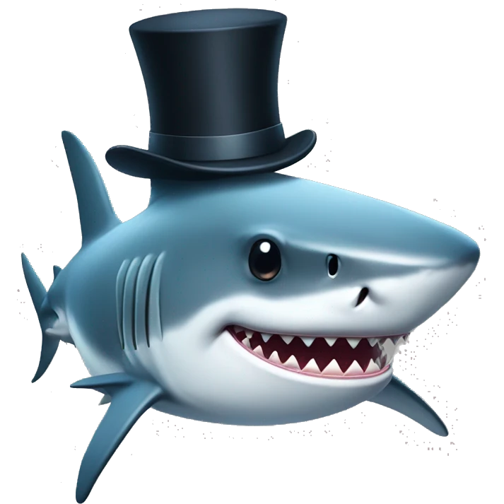 Shark with a top hat emoji
