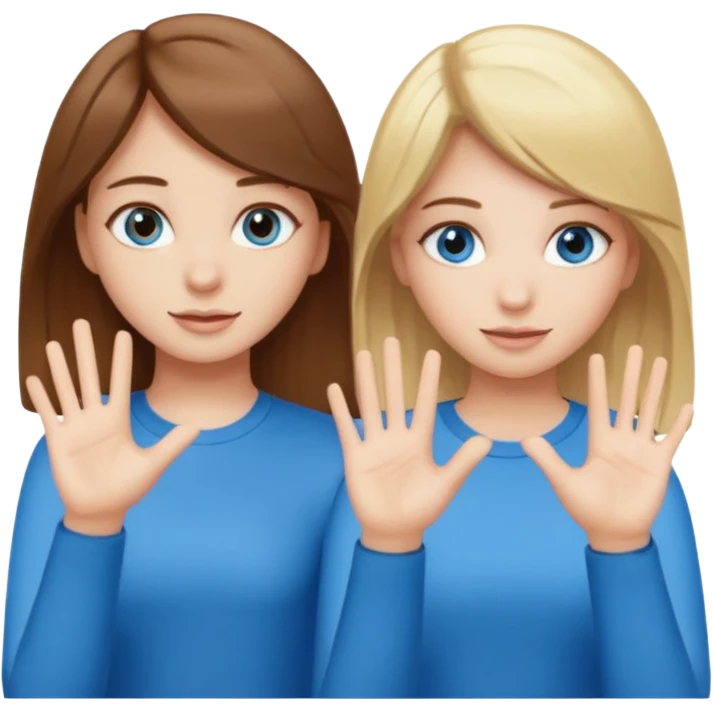 Two girls saying six seven one with brown hair. And doing hand movements  white skin six seven SAYING SIX SEVEN ONE WITH BLOND HAIR blue eyes emoji