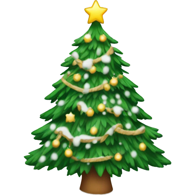 Christmas tree with snow and garland  emoji