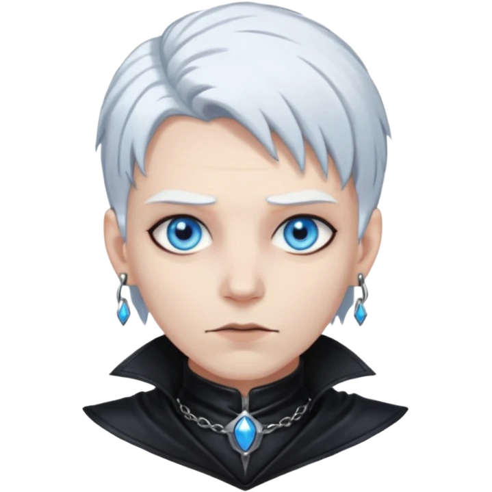 necromancer with black leather outfit white hair emoji