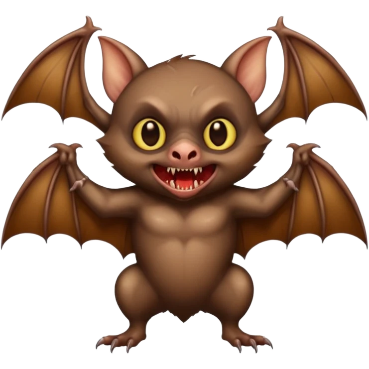 full body of vampire bat with fangs, front face  emoji