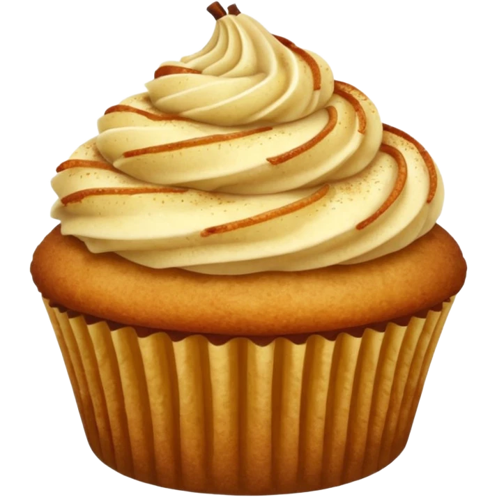 Pear cobbler cupcake with cinnamon dusting emoji