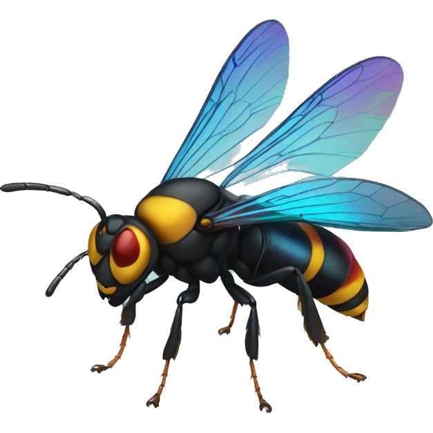 German black red yellow Wasp blue iridescent wings emoji