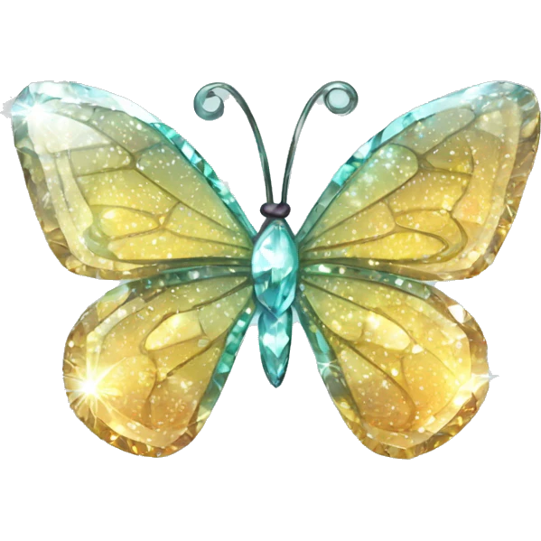 Shiny sparkly glass crystal butterfly emoji