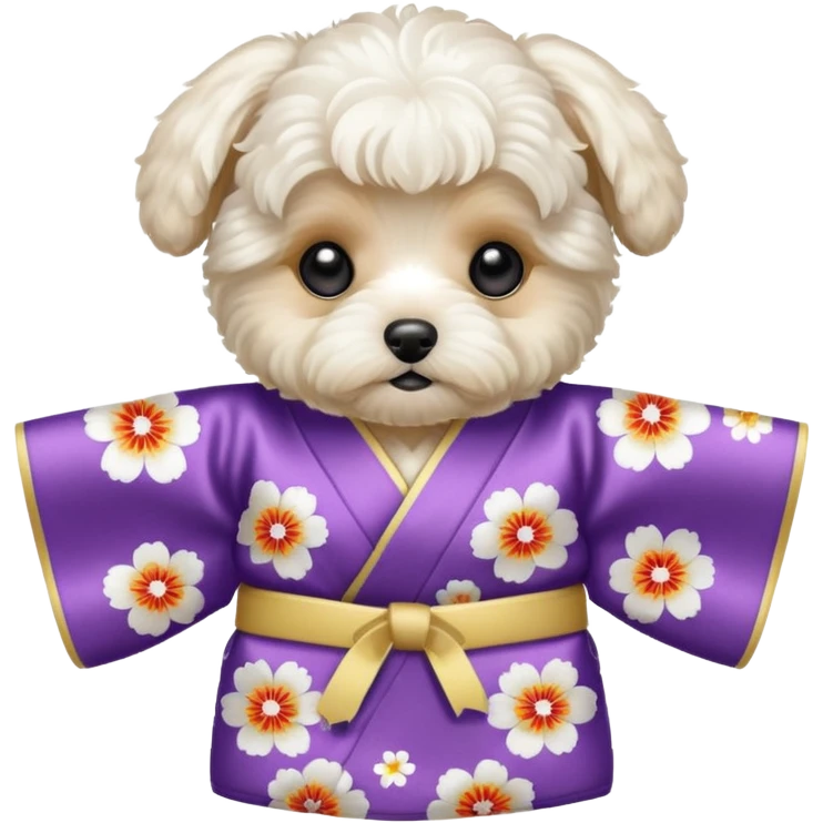 Maltipoo white puppy wearing kimono emoji